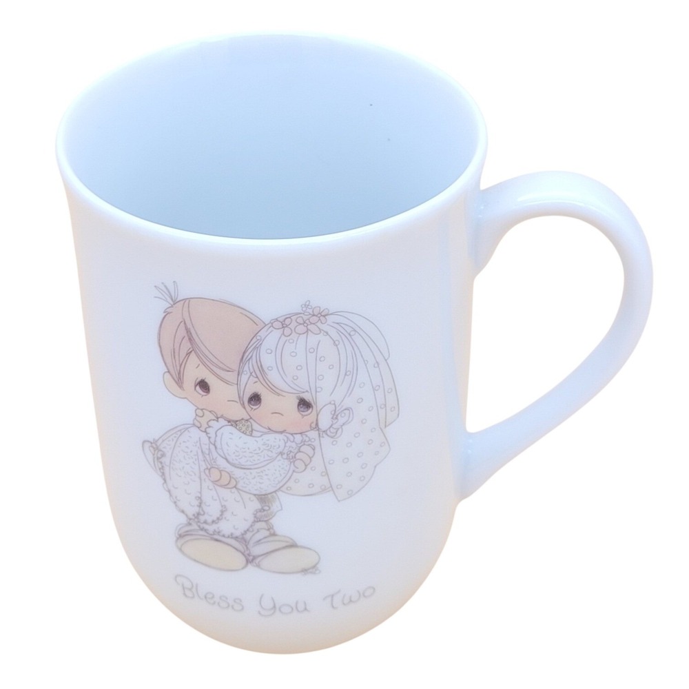 Precious‎ Moments "Bless You Two" Bride Groom Wedding Mug 1986 Enesco